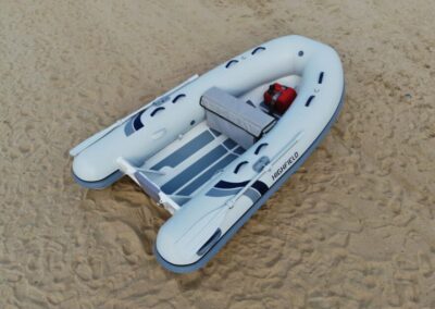 Highfield UL 310 aluminum hull RIB inflatable boat with outboard motor available at McCotters Marina North Carolina