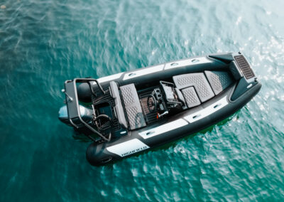 Highfield Sport 390 aluminum hull RIB inflatable boat with outboard motor available at McCotters Marina North Carolina