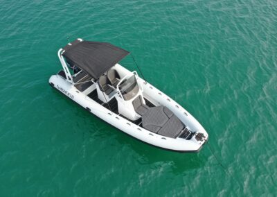 Highfield Sport 700 aluminum hull RIB inflatable boat with outboard motor available at McCotters Marina North Carolina